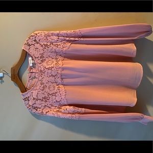 Peach Floral Embroidery Blouse - Size L